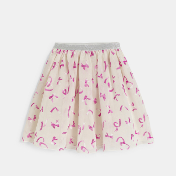 تنورة قصيرة من قماش الفوال المطرز، وردية اللون للفتيات