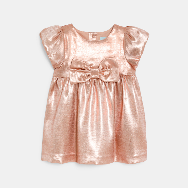 Robe chic à nœud irisée rose bébé fille