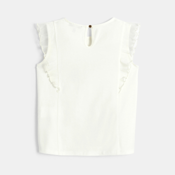 Débardeur volanté motif colibri blanc Fille