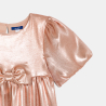 فستان من نسيج كريب اللامع بأكمام منفوخة، باللون الوردي للفتيات فستان من نسيج كريب اللامع بأكمام منفوخة، باللون الوردي للفتيات