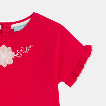 T-shirt manches courtes volantées rose bébé fille