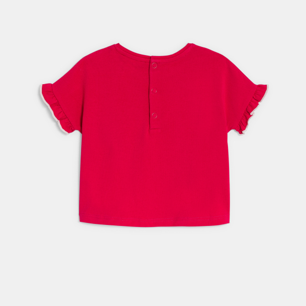 T-shirt manches courtes volantées rose bébé fille T-shirt manches courtes volantées rose bébé fille