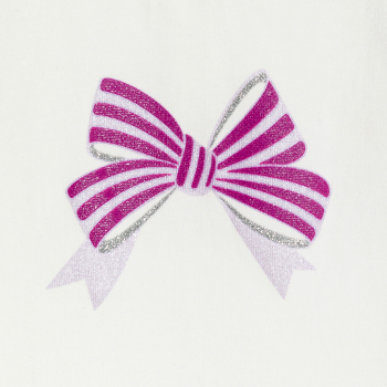 تي شيرت أبيض بأكمام قصيرة مكشكشة عليه ربطة فراشة بيضاء، للطفلة الرضيعة