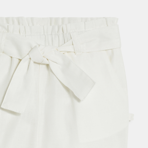 Pantalon fluide taille haute blanc bébé fille Pantalon fluide taille haute blanc bébé fille
