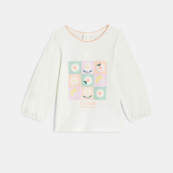 تيشيرت مزين برسمة باللون الرمادي للفتيات الرضع