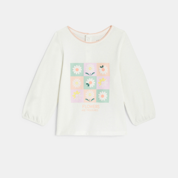 تيشيرت مزين برسمة باللون الرمادي للفتيات الرضع