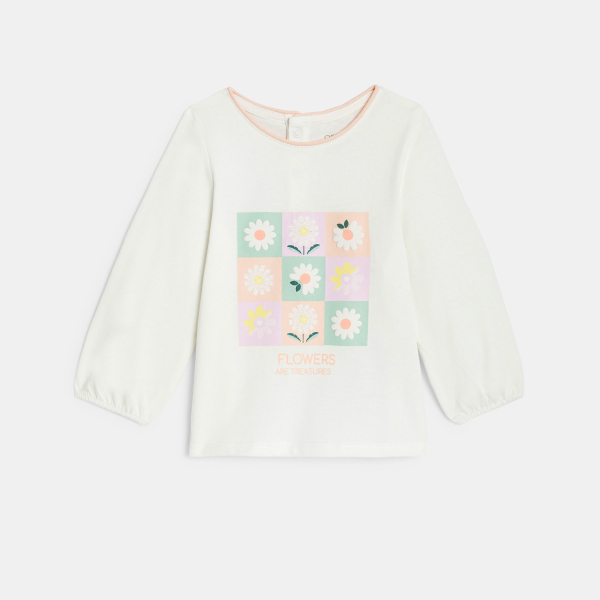 تيشيرت مزين برسمة باللون الرمادي للفتيات الرضع تيشيرت مزين برسمة باللون الرمادي للفتيات الرضع