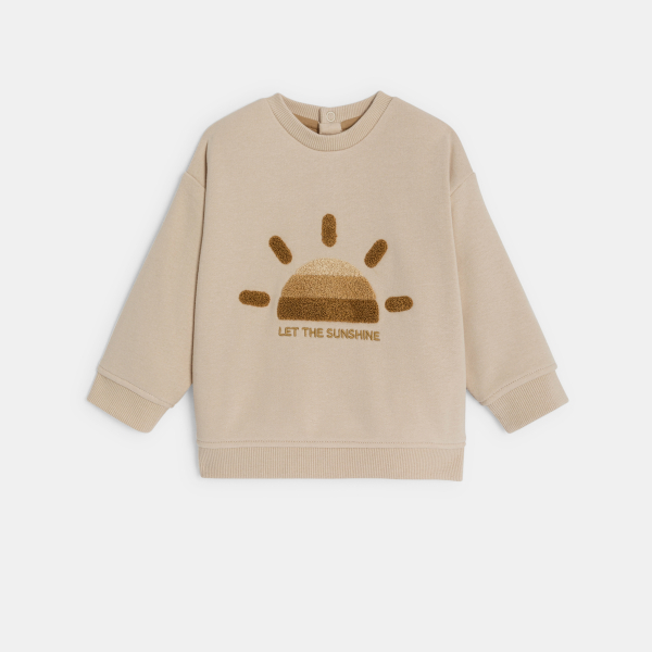 سترة من الصوف الناعم برسمة للشمس، باللون البيج للأطفال الصغار سترة من الصوف الناعم برسمة للشمس، باللون البيج للأطفال الصغار