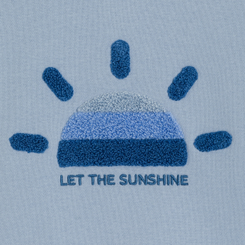 سترة من الصوف الناعم برسمة للشمس، باللون الأزرق الفاتح للأطفال الصغار