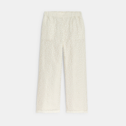 Pantalon large brodé blanc Fille
