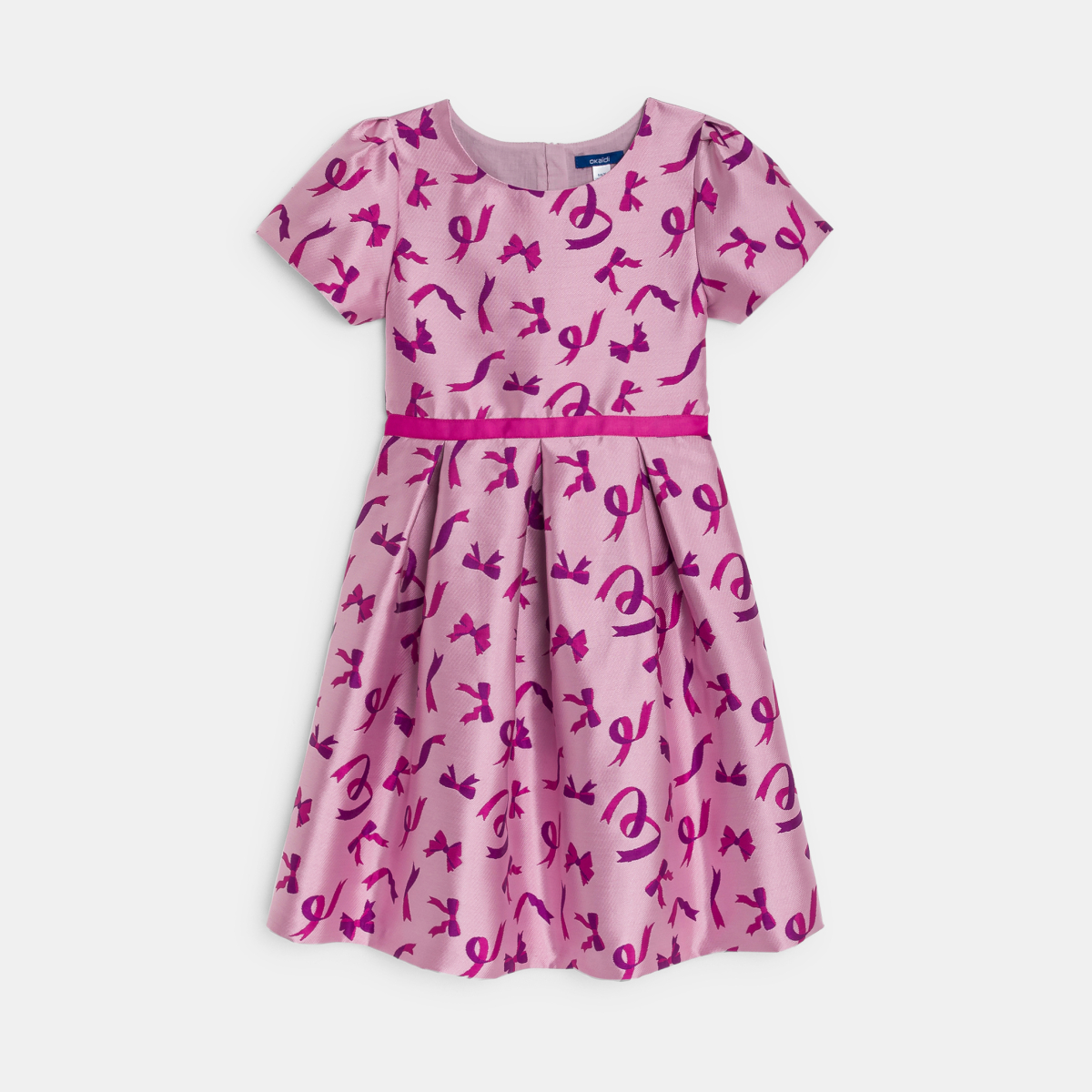 Robe en jacquard motif nœud rose Fille Robe en jacquard motif nœud rose Fille