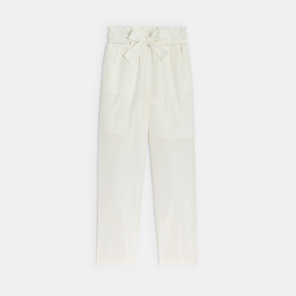 Pantalon droit paper bag blanc Fille Pantalon droit paper bag blanc Fille