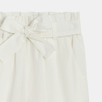 Pantalon droit paper bag blanc Fille