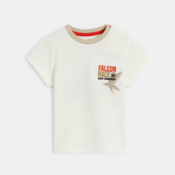 T-shirt maille piquée blanc faucon bébé garçon T-shirt maille piquée blanc faucon bébé garçon