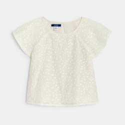 Blouse brodée blanc Fille