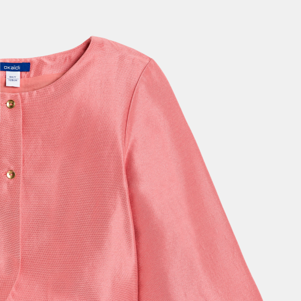 جاكيت بوليرو ساتان وردي اللون للفتيات جاكيت بوليرو ساتان وردي اللون للفتيات