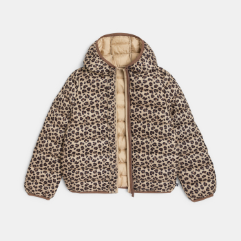 سُترة خفيفة ومبطنة بقلنسوة بطبعة جلد الفهد للفتيات