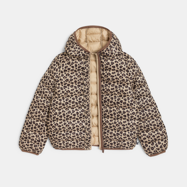 سُترة خفيفة ومبطنة بقلنسوة بطبعة جلد الفهد للفتيات سُترة خفيفة ومبطنة بقلنسوة بطبعة جلد الفهد للفتيات