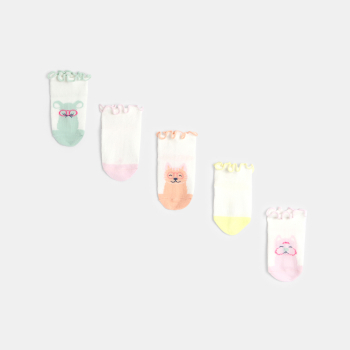 جوارب قصيرة فاخرة بمختلف الألوان المائية، للفتيات الصغيرات (مجموعة من 5 قطع)