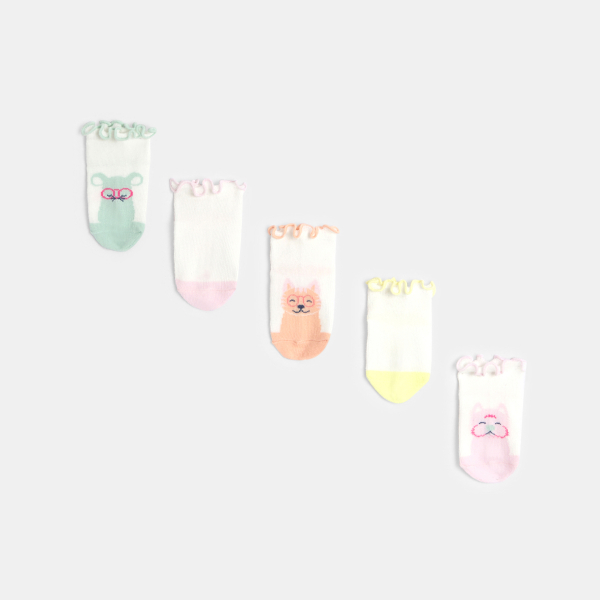جوارب قصيرة فاخرة بمختلف الألوان المائية، للفتيات الصغيرات (مجموعة من 5 قطع) جوارب قصيرة فاخرة بمختلف الألوان المائية، للفتيات الصغيرات (مجموعة من 5 قطع)