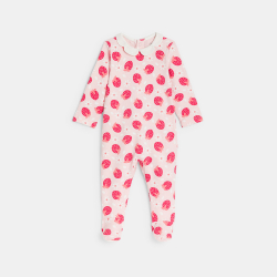 Dors-bien interlock fraises col pétale rose bébé fille