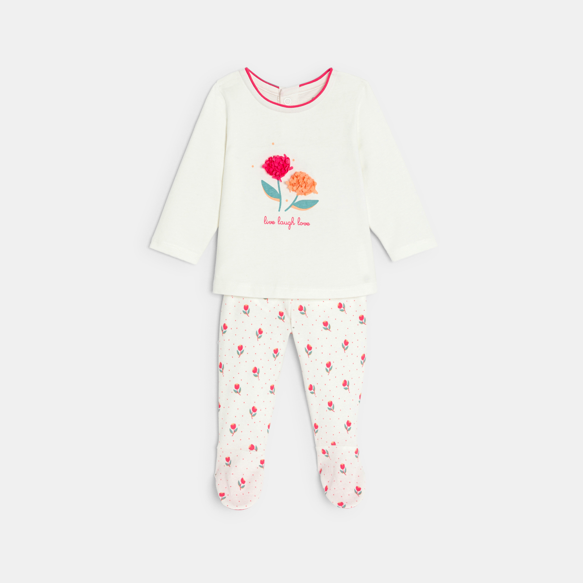 بيجاما بطبعة الزهور باللون الأبيض للفتيات الصغيرات بيجاما بطبعة الزهور باللون الأبيض للفتيات الصغيرات