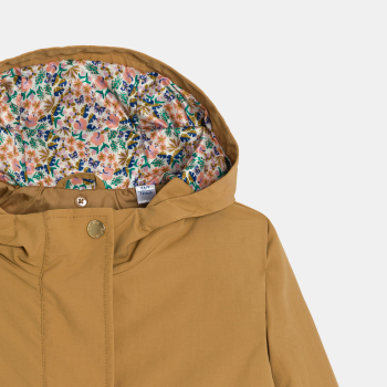 سترة باركا 3 في 1 بقلنسوة ومقاومة للماء، باللون البني الفاتح للفتيات.