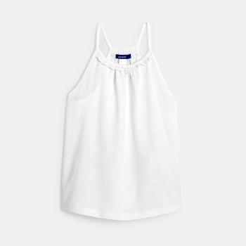 تانك توب بتفاصيل كروشيه سادة باللون الأبيض للفتيات