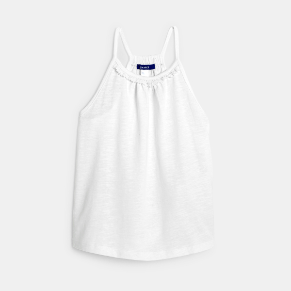 Débardeur uni détail crochet blanc Fille Débardeur uni détail crochet blanc Fille