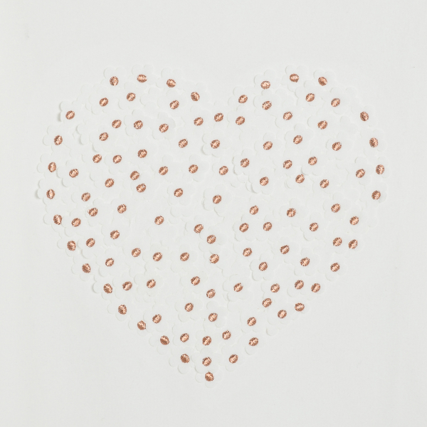 تيشيرت بأكمام فراشة ورسمة قلب، باللون الأبيض للفتيات تيشيرت بأكمام فراشة ورسمة قلب، باللون الأبيض للفتيات