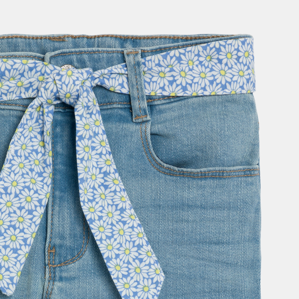 بنطلون جينز ضيق مع حزام باللون الأزرق للفتيات