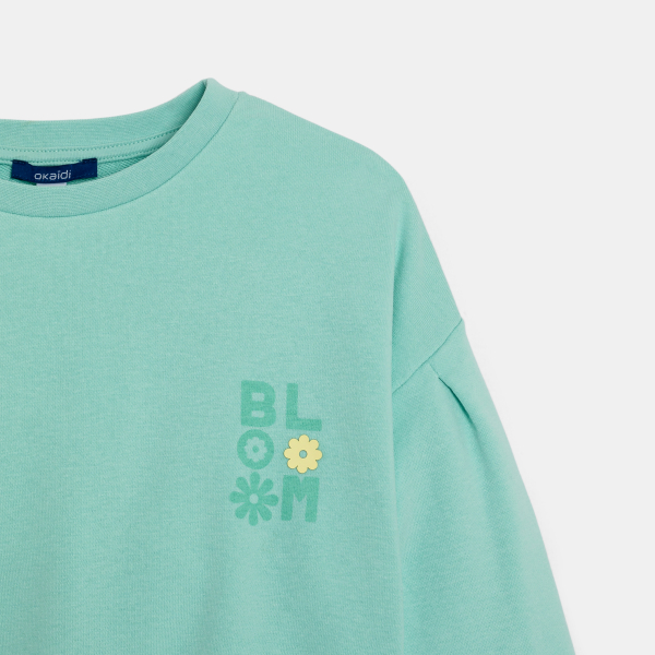 سويت شيرت من الصوف الناعم، باللون الأخضر للفتيات سويت شيرت من الصوف الناعم، باللون الأخضر للفتيات