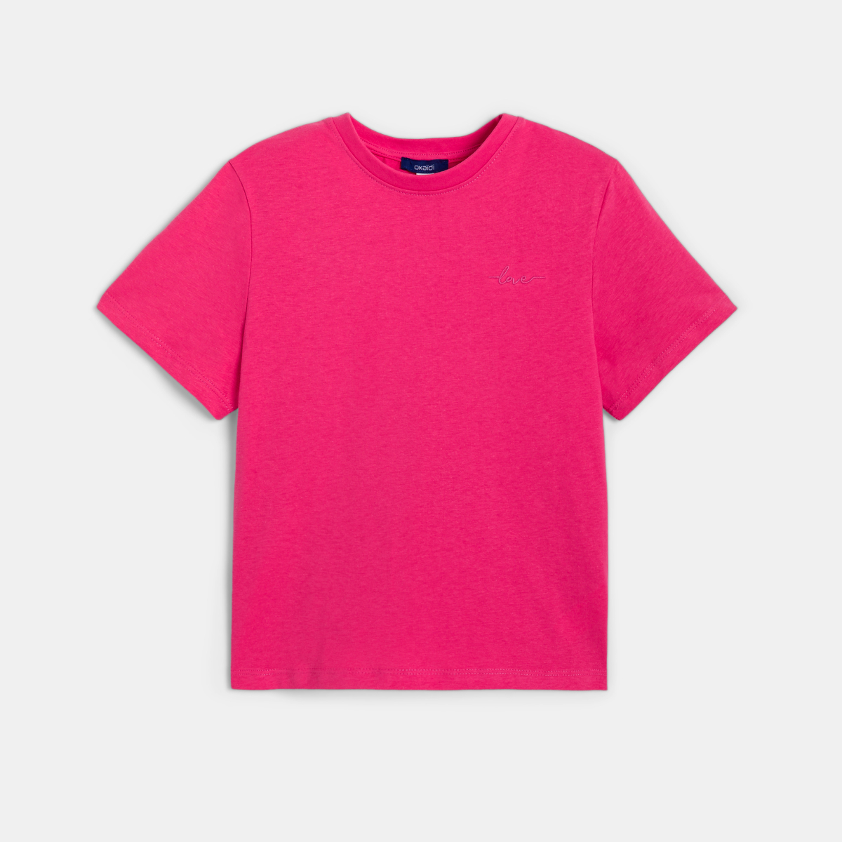 T-shirt basique uni rose Fille T-shirt basique uni rose Fille