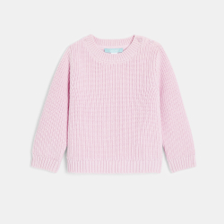 كنزة منسوجة من التريكو باللون الأرجواني للفتيات الصغيرات