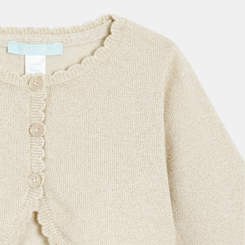 سترة بوليرو منسوجة من التريكو، باللون البيج الفاتح، للفتيات الرضع