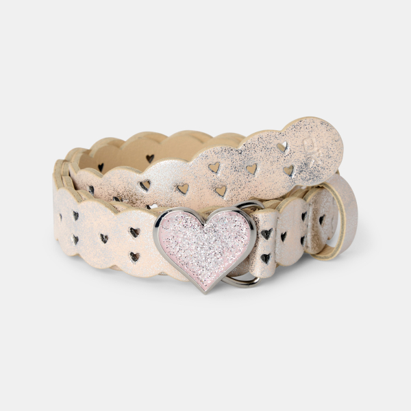 Ceinture ajourée coeur et pailletée rose fille Ceinture ajourée coeur et pailletée rose fille