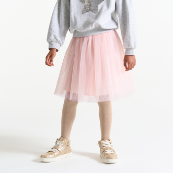 تنورة من التول بطيات، باللون الوردي، للفتيات