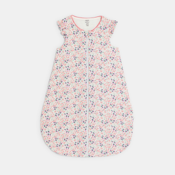 كيس نوم من الشاش القطني مزين برسوم أزهار باللون الوردي للفتيات الصغيرات