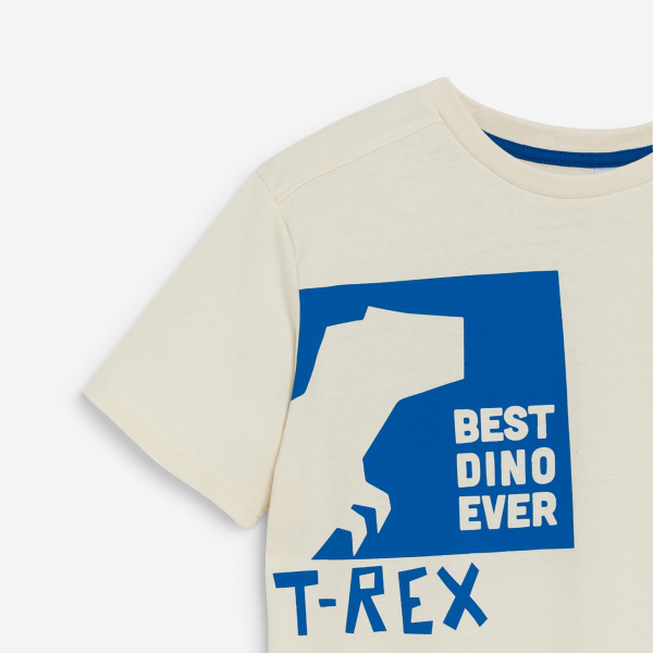 تيشيرت بأكمام قصيرة، مُزيّن برسمة ديناصور، باللون الأبيض للفتيان تيشيرت بأكمام قصيرة، مُزيّن برسمة ديناصور، باللون الأبيض للفتيان