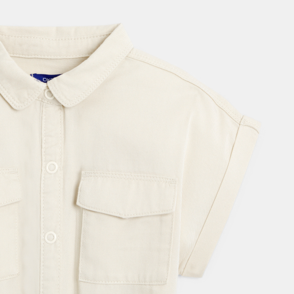 Robe-chemise manches courtes écru Fille Robe-chemise manches courtes écru Fille