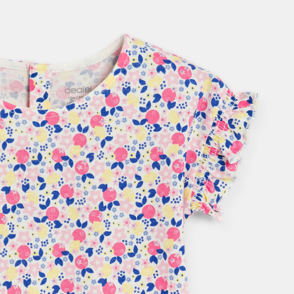 تيشيرت برسوم فواكه من القطن الفاخر، باللون الوردي، للفتيات الصغيرات تيشيرت برسوم فواكه من القطن الفاخر، باللون الوردي، للفتيات الصغيرات