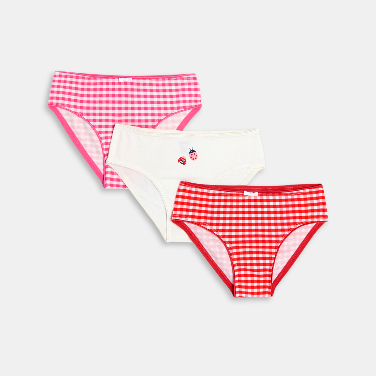 سراويل داخلية مزينة بمربعات للفتيات (مجموعة من 3 قطع) سراويل داخلية مزينة بمربعات للفتيات (مجموعة من 3 قطع)
