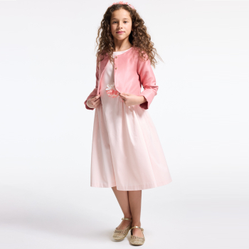 Veste boléro satinée rose Fille