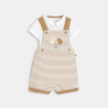 Salopette courte rayée et body col polo marron bébé garçon Salopette courte rayée et body col polo marron bébé garçon