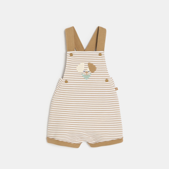 Salopette courte rayée et body col polo marron bébé garçon