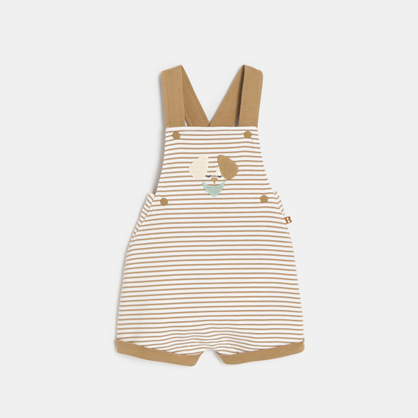 Salopette courte rayée et body col polo marron bébé garçon Salopette courte rayée et body col polo marron bébé garçon