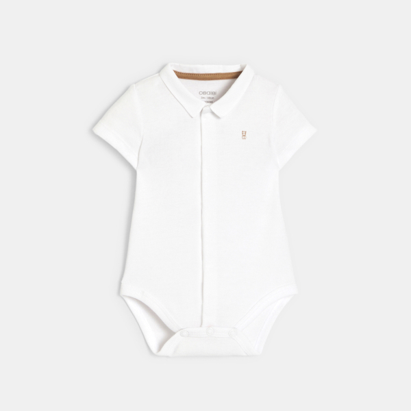 Salopette courte rayée et body col polo marron bébé garçon Salopette courte rayée et body col polo marron bébé garçon