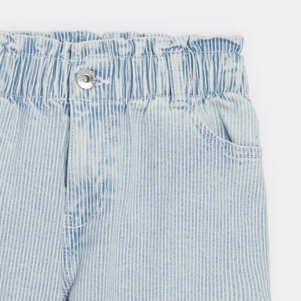 بنطلون جينز بتصميم "موم" من الدنيم المخطط، باللون الأزرق، للفتيات بنطلون جينز بتصميم "موم" من الدنيم المخطط، باللون الأزرق، للفتيات