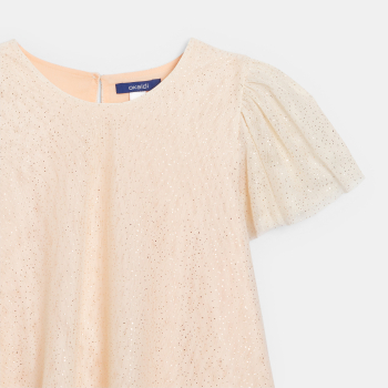 Robe de fête à paillettes nude Fille