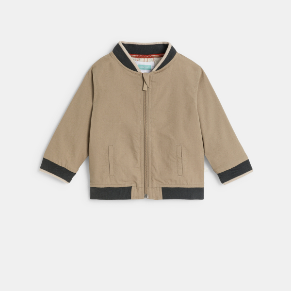 جاكيت من القطن والكتان، باللون البيج للفتيان الصغار جاكيت من القطن والكتان، باللون البيج للفتيان الصغار